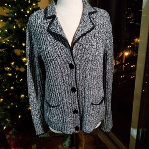 Stylish Black and White Knit Cardigan